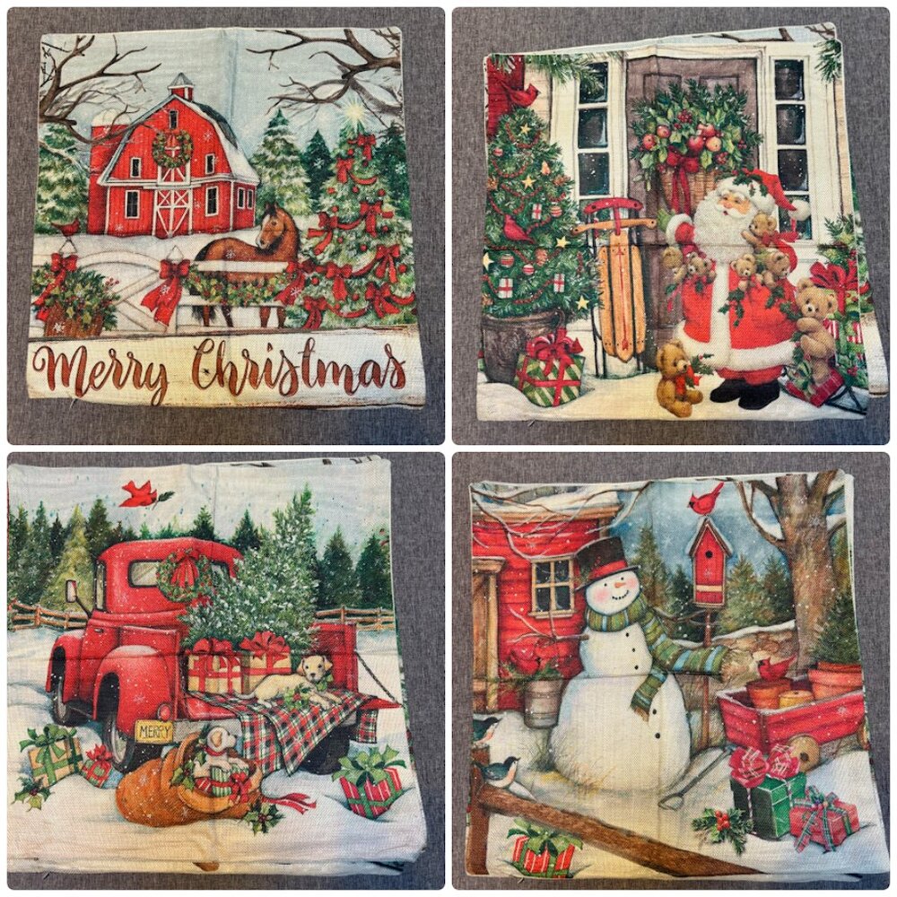 Christmas Pillow Covers 17.5"x17.5"  Set of 4